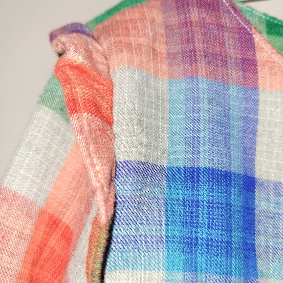 💙 Vintage Gymboree Blue Green Plaid Long Nightgown Girls 7 8 Nightie Sleepwear - Picture 9 of 11